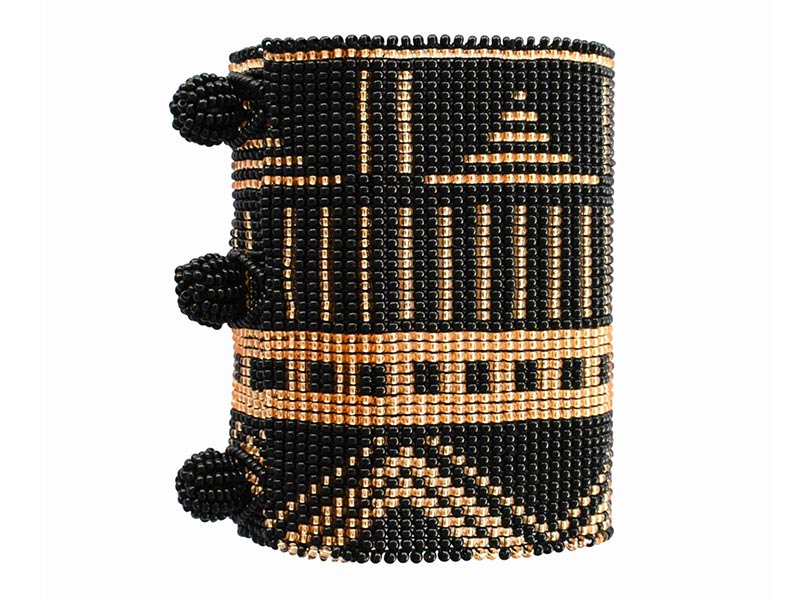 African Style Loom Glass Beaded Bracelet - backview