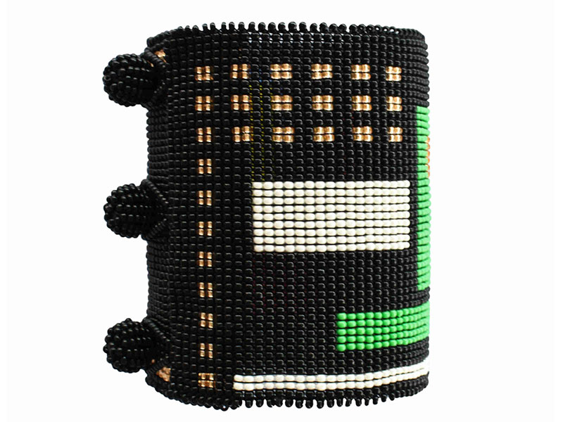 Bauhaus Loom Glass Beaded Bracelet - back view