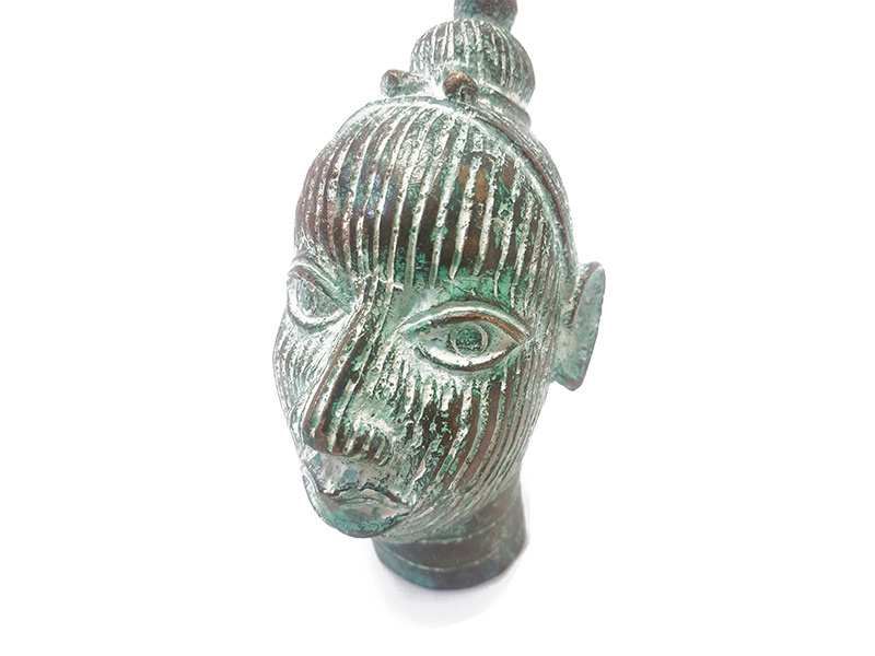 Vintage Benin Bronze Female Head - back