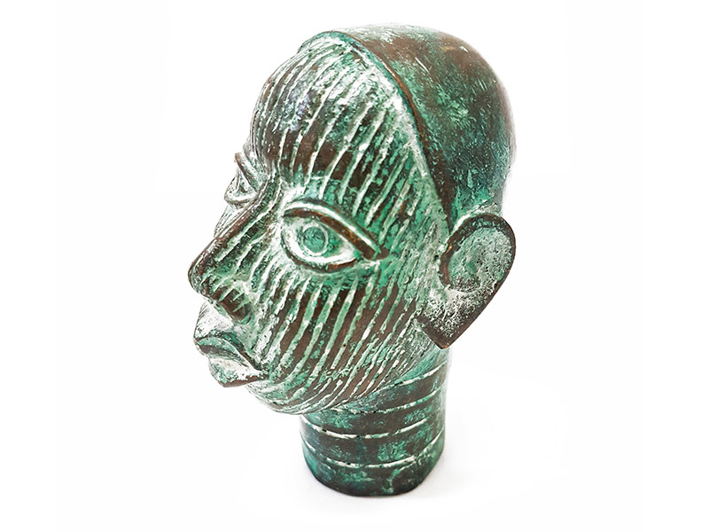 Vintage Benin Bronze Male Head - side