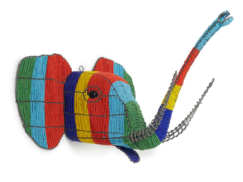 Colourful Beaded Elephant Wall Hanging
