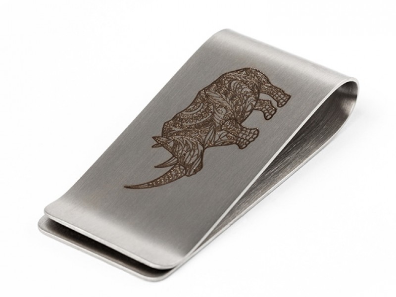 Rhino Engraved Money Clip