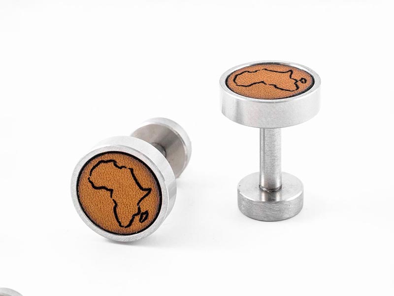 Hollow Africa Leather Cuff Links