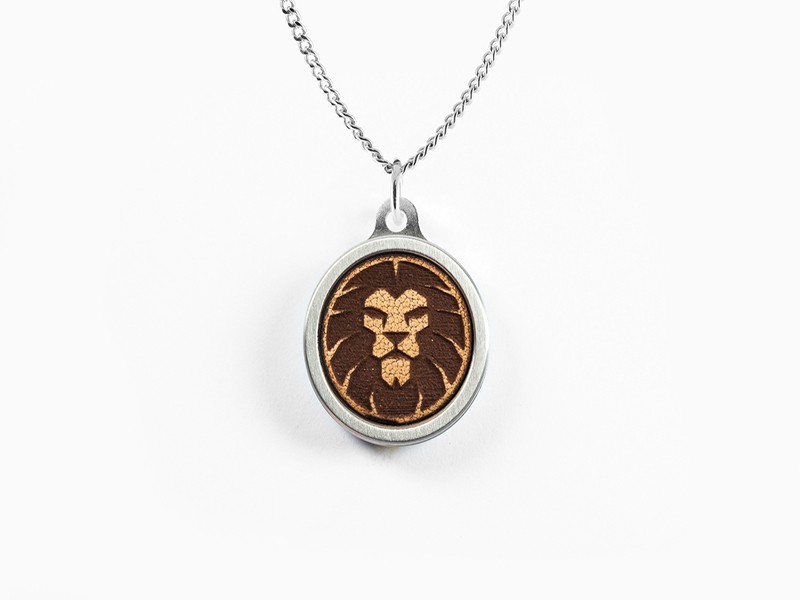 Lion Shell Inlay African Creative :: Lion Leather Inlay Pendant