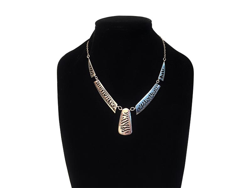 Silver Zebra Print Necklace With Elephant Hair