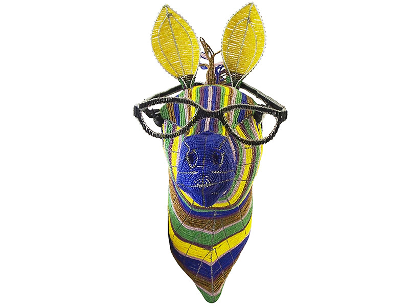 Colourful Beaded Zebra Head With Glasses