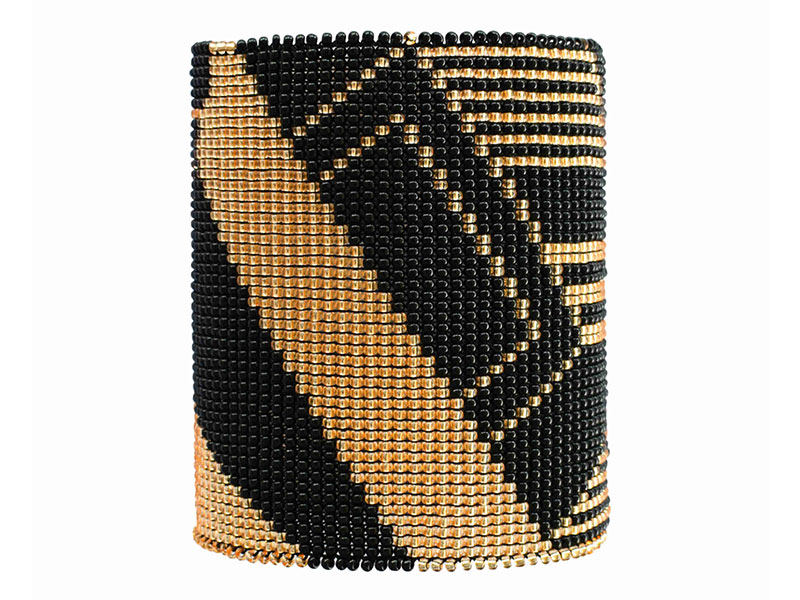 Black & Gold Loom Glass Beaded Bracelet