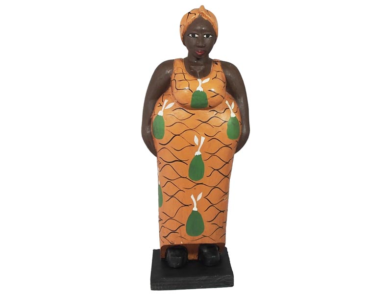Mama Africa Wood Sculpture - caramel dress 68cm