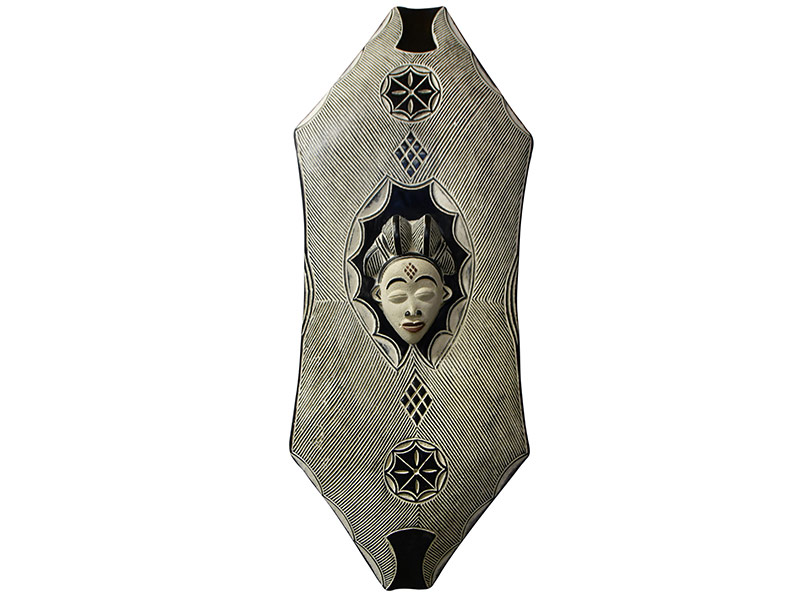 Large African Carved Wood Shield - Punu Mask (2)