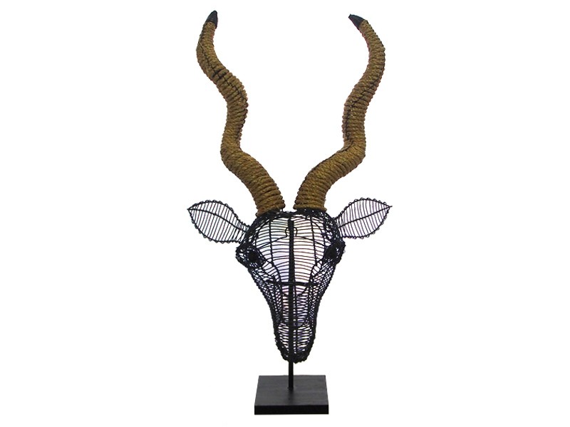 Kudu 55cm Wall Hanging - Black - Hessian Rope