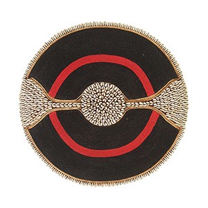 Large Beaded Shield - Black With Red Ring and Cowrie shell Band and Trim