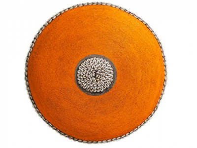 Large Beaded Shield - Orange With Cowrie Center and Trim