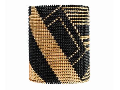 Black & Gold Loom Glass Beaded Bracelet