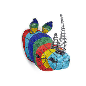 Colourful Beaded Rhino Wall Hanging