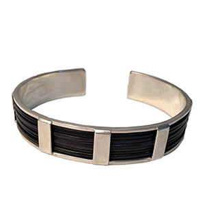 Gents 15mm Silver And Elephant Hair Bangle