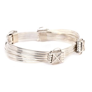 Mens 4 SILVER STRAND BRACELET WITH 4 SILVER KNOTS