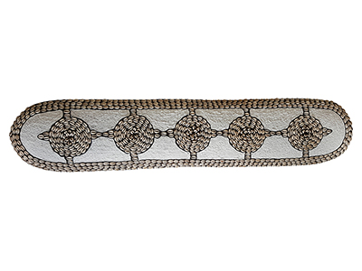 Oblong Beaded Shield with White Beads and Cowrie Shell Details
