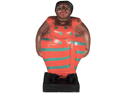Mama Africa Wood Sculpture - Orange dress 30cm