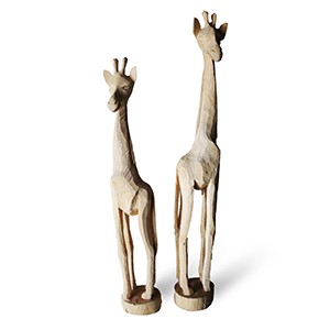 Carved Wooden Giraffe Full Figurine